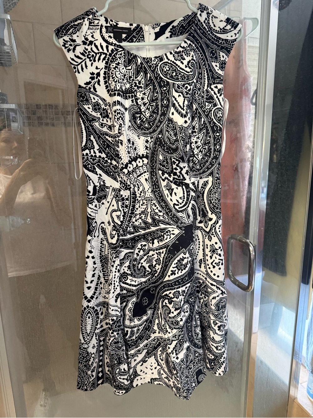 Black & White Paisley Fit-and-Flare Dress